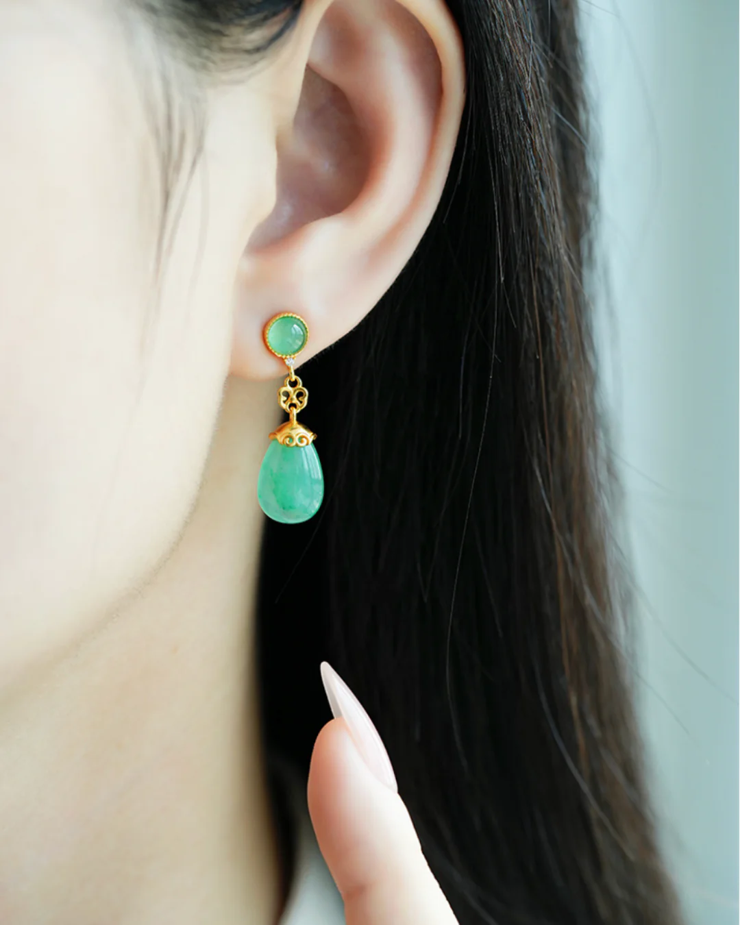 Mountain Mist African Jade Drop Earrings - Image 10