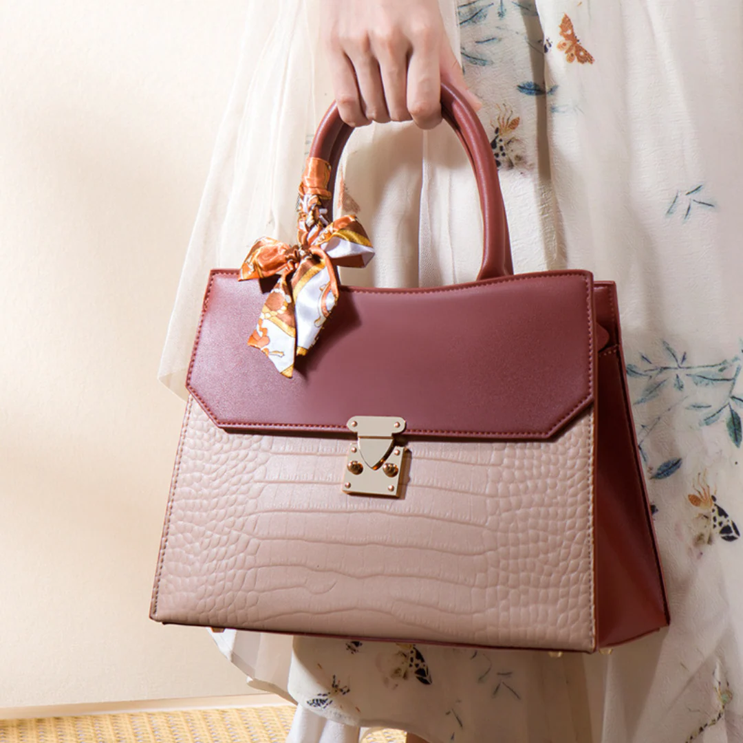 Tang Red 29 Crocodile-Embossed Tote - Image 4