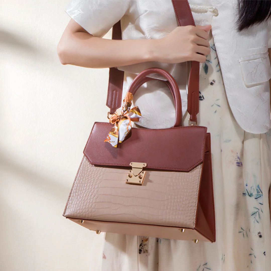 Tang Red 29 Crocodile-Embossed Tote - Image 7