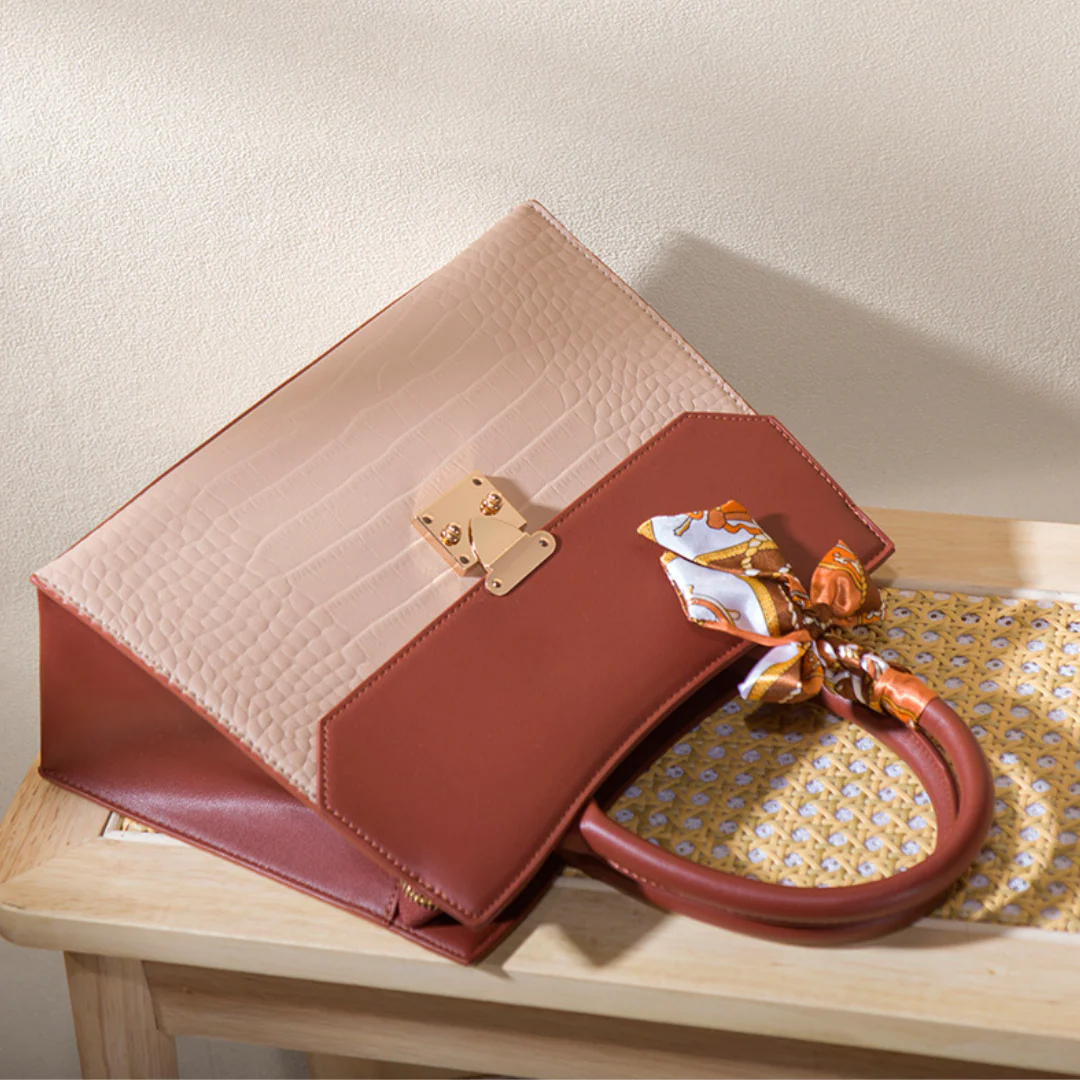 Tang Red 29 Crocodile-Embossed Tote - Image 8