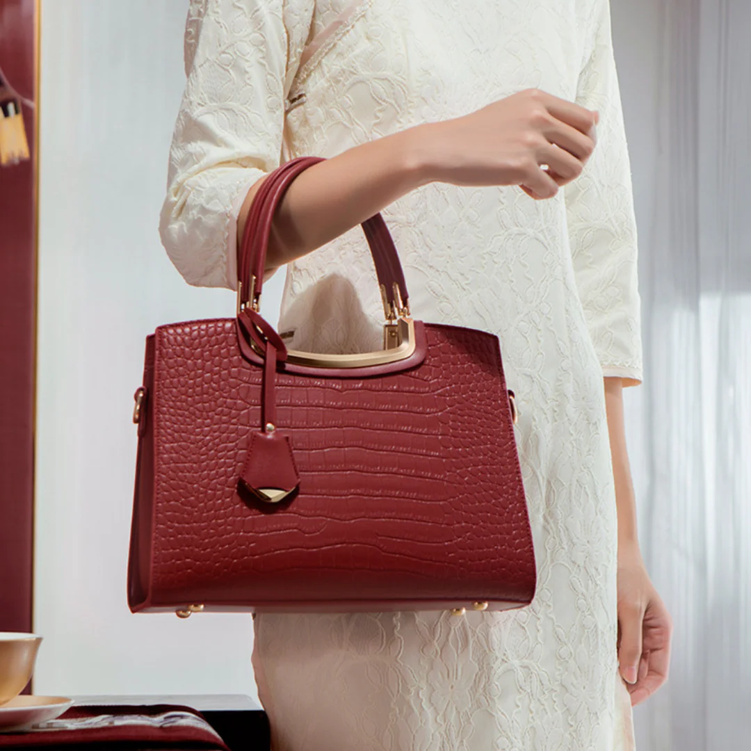 Tang Red 29 Crocodile-Embossed Tote III - Image 6