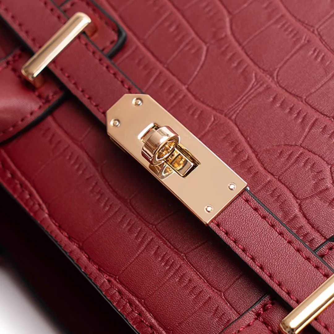 Tang Red 27 Scarlet Crocodile-Embossed Tote - Image 11