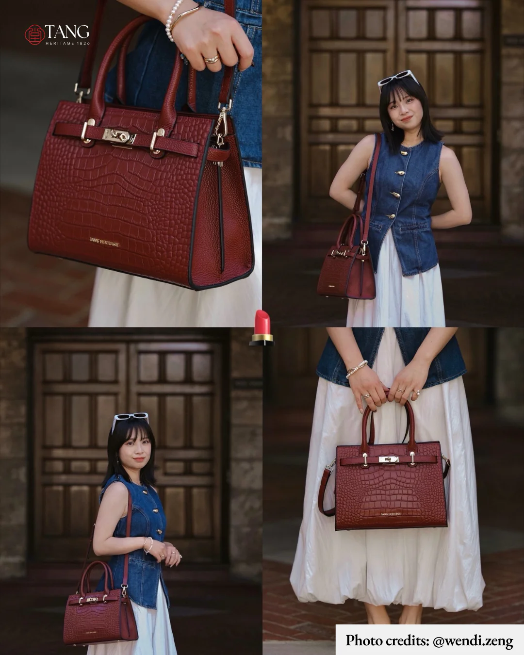 Tang Red 27 Scarlet Crocodile-Embossed Tote - Image 3