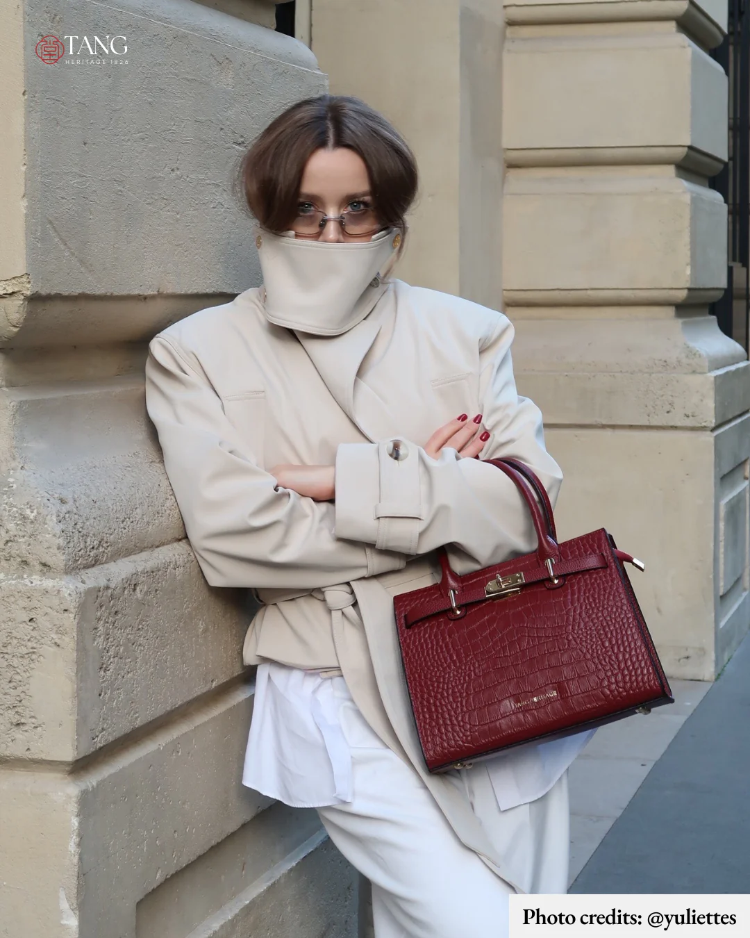 Tang Red 27 Scarlet Crocodile-Embossed Tote - Image 4