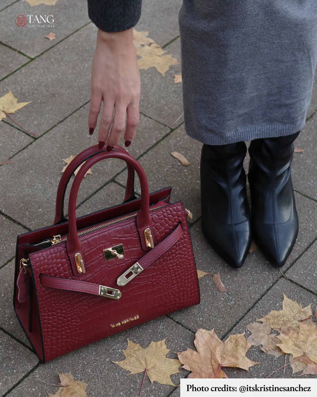 Tang Red 27 Scarlet Crocodile-Embossed Tote - Image 6