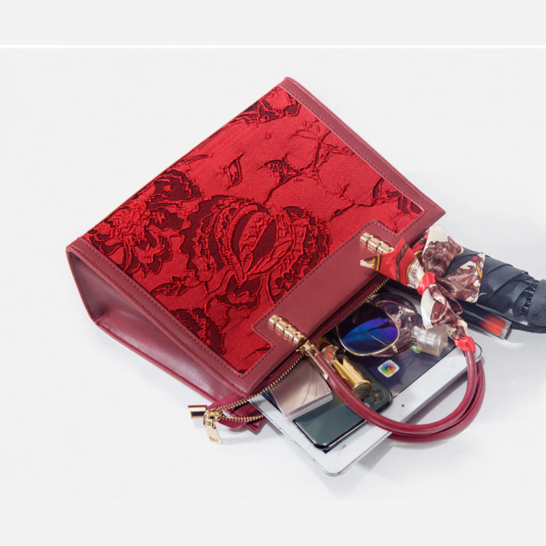 Tang Red 27 Velvet Rose Tote - Image 10