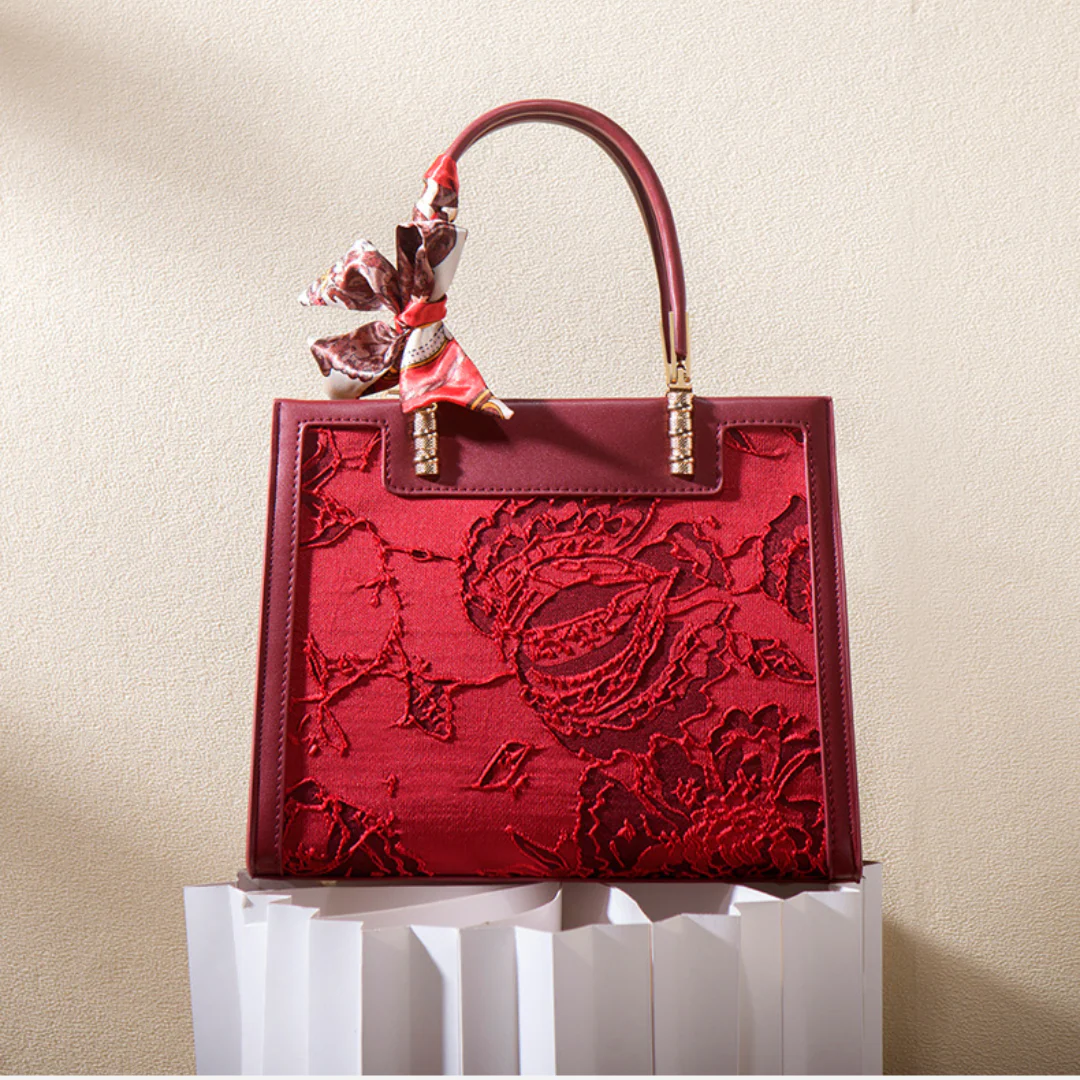 Tang Red 27 Velvet Rose Tote - Image 5