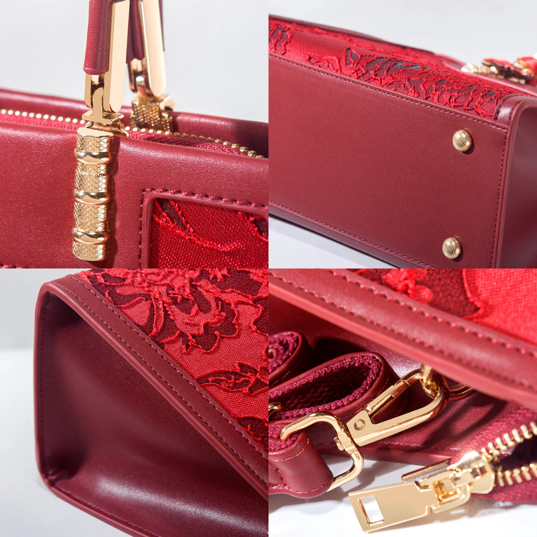 Tang Red 27 Velvet Rose Tote - Image 7