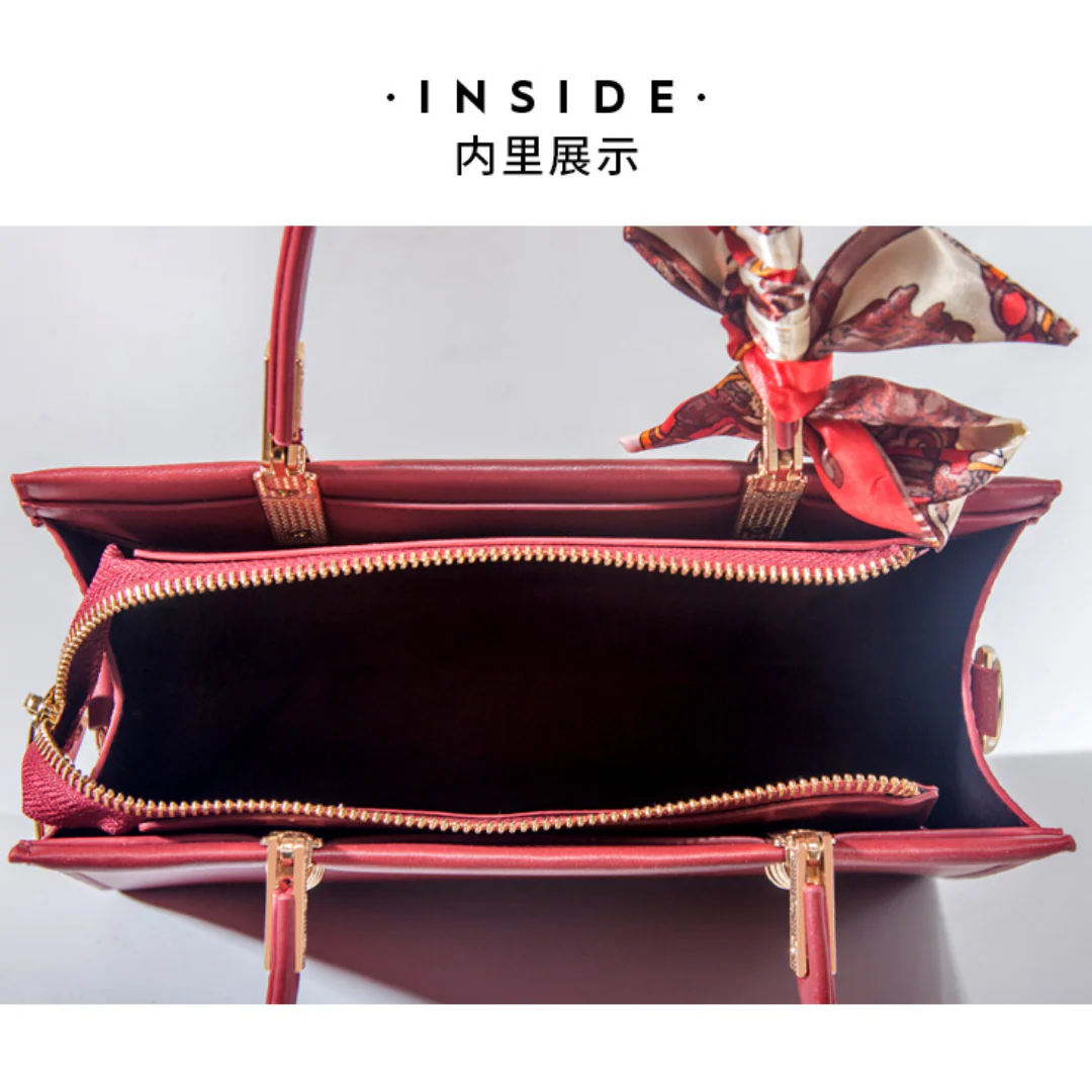 Tang Red 27 Velvet Rose Tote - Image 8