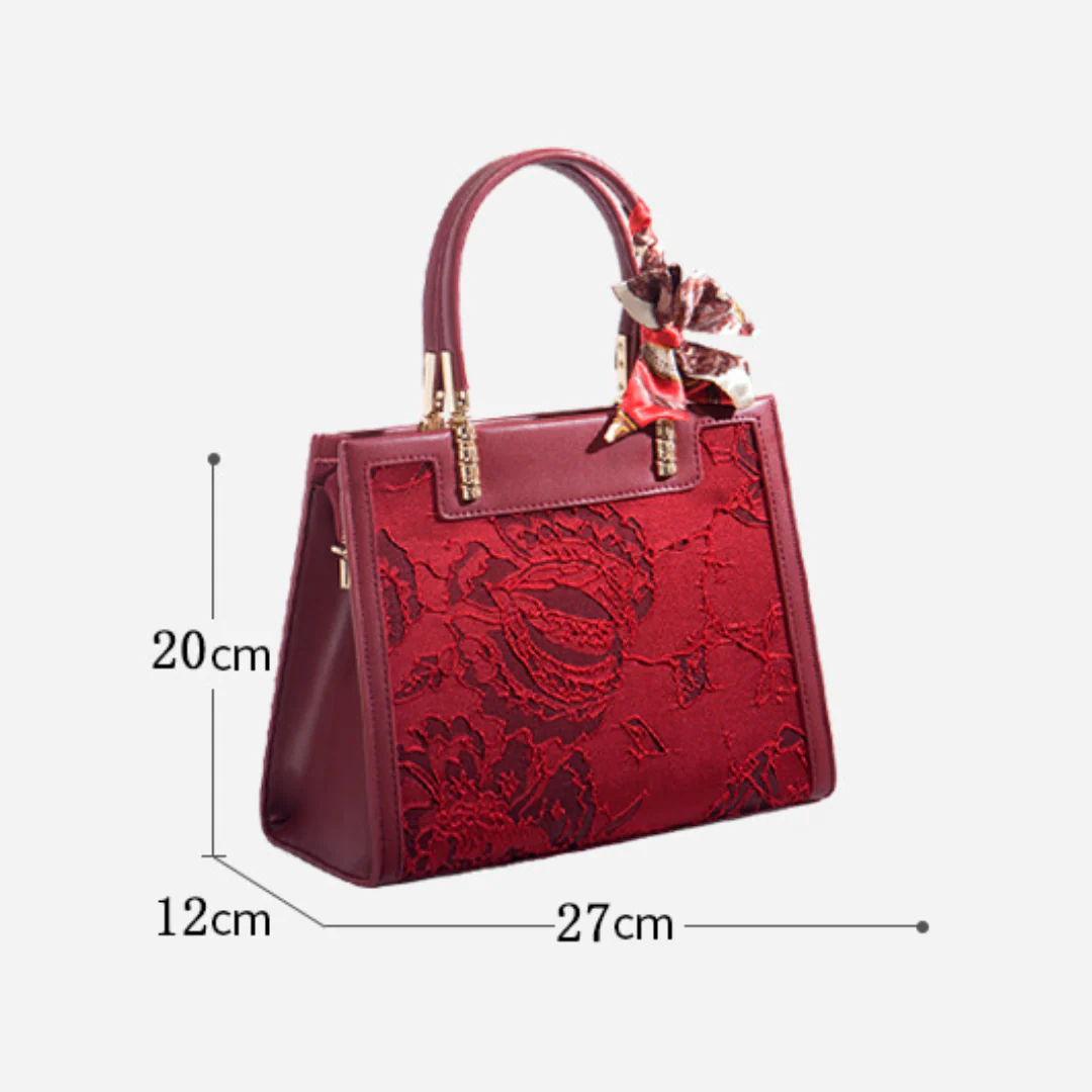 Tang Red 27 Velvet Rose Tote - Image 9